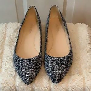 Nine West ballet flats. Navy and white tweed. Size 9.5. Worn once